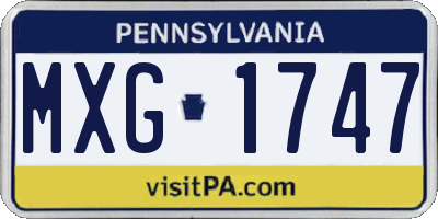 PA license plate MXG1747