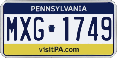 PA license plate MXG1749