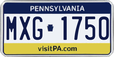 PA license plate MXG1750
