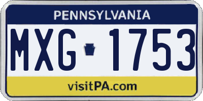 PA license plate MXG1753