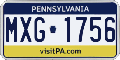 PA license plate MXG1756