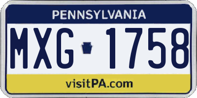 PA license plate MXG1758