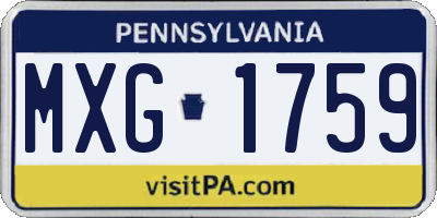 PA license plate MXG1759