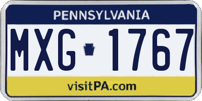 PA license plate MXG1767