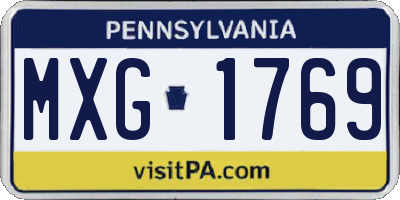 PA license plate MXG1769