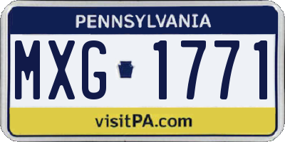 PA license plate MXG1771