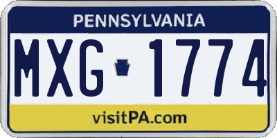 PA license plate MXG1774
