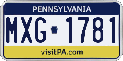 PA license plate MXG1781