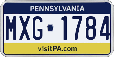 PA license plate MXG1784