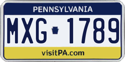 PA license plate MXG1789