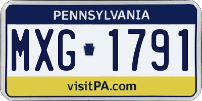 PA license plate MXG1791