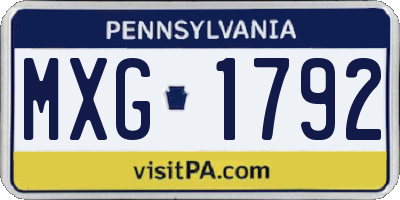 PA license plate MXG1792