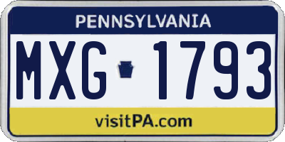 PA license plate MXG1793