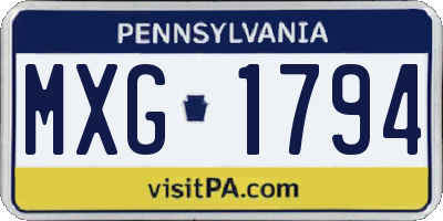 PA license plate MXG1794