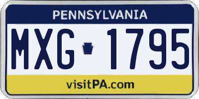 PA license plate MXG1795
