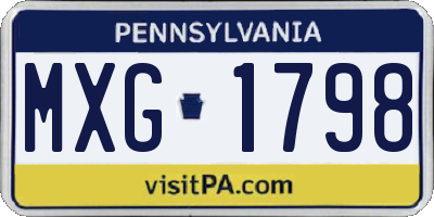 PA license plate MXG1798