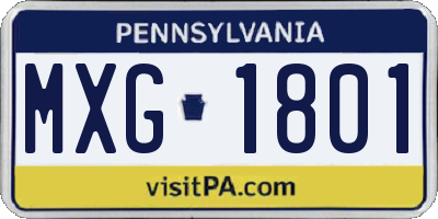 PA license plate MXG1801