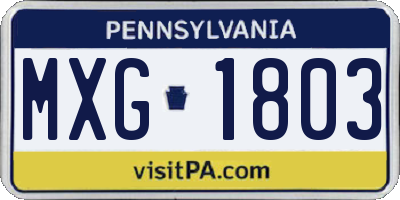 PA license plate MXG1803