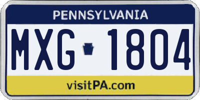 PA license plate MXG1804