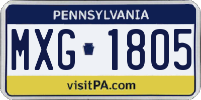 PA license plate MXG1805