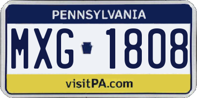 PA license plate MXG1808