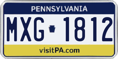 PA license plate MXG1812