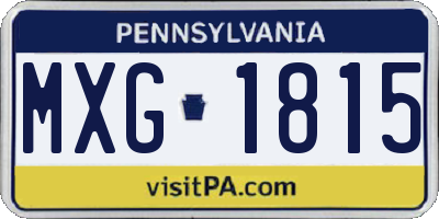 PA license plate MXG1815