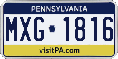 PA license plate MXG1816