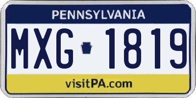 PA license plate MXG1819