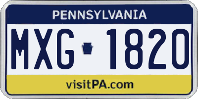 PA license plate MXG1820