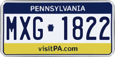 PA license plate MXG1822