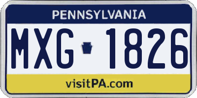 PA license plate MXG1826