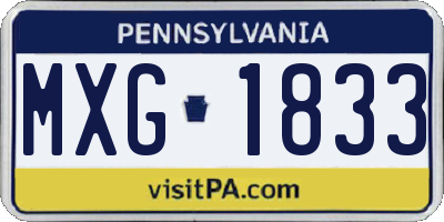PA license plate MXG1833