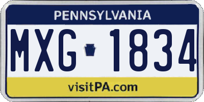 PA license plate MXG1834