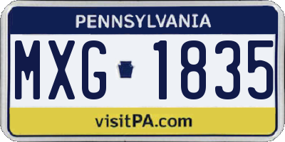 PA license plate MXG1835