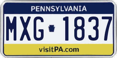 PA license plate MXG1837