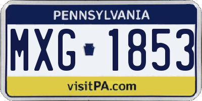 PA license plate MXG1853