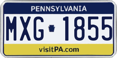 PA license plate MXG1855