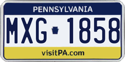 PA license plate MXG1858