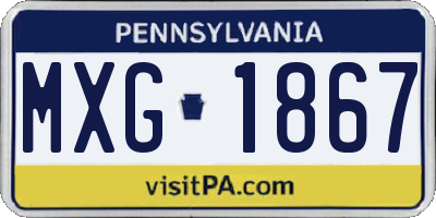 PA license plate MXG1867