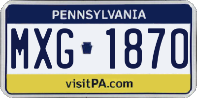 PA license plate MXG1870