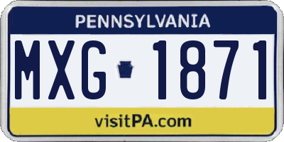 PA license plate MXG1871