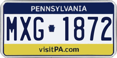 PA license plate MXG1872