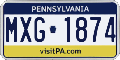 PA license plate MXG1874