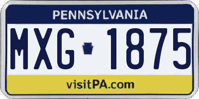 PA license plate MXG1875