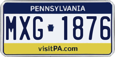 PA license plate MXG1876