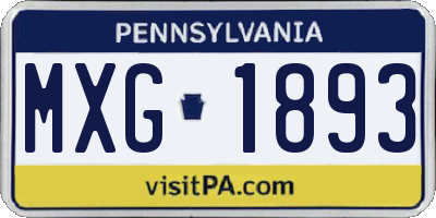 PA license plate MXG1893