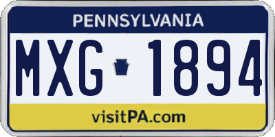 PA license plate MXG1894
