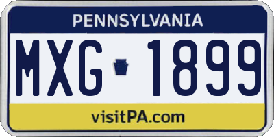 PA license plate MXG1899