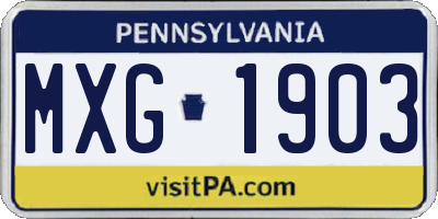 PA license plate MXG1903